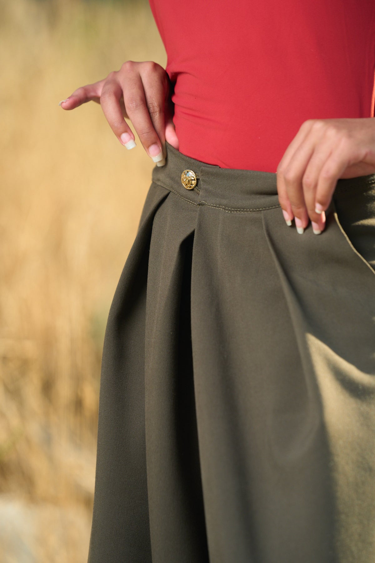 pantalon hakama KATSU kaki - détail bouton
CATHERINE VALENTIN