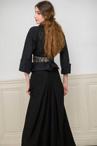 Ceinture OBI large NODO noir fleuri - CATHERINE VALENTIN