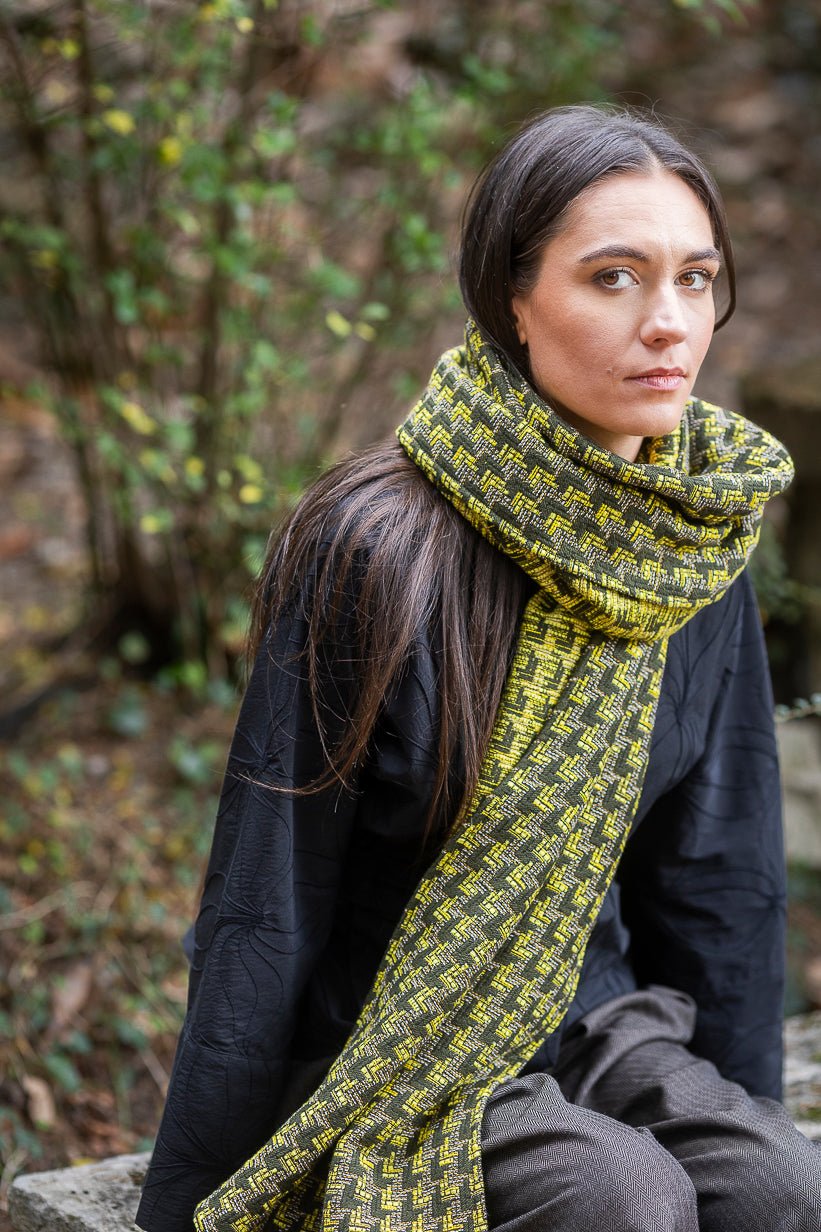 Étole YUKA vert/jaune - CATHERINE VALENTIN