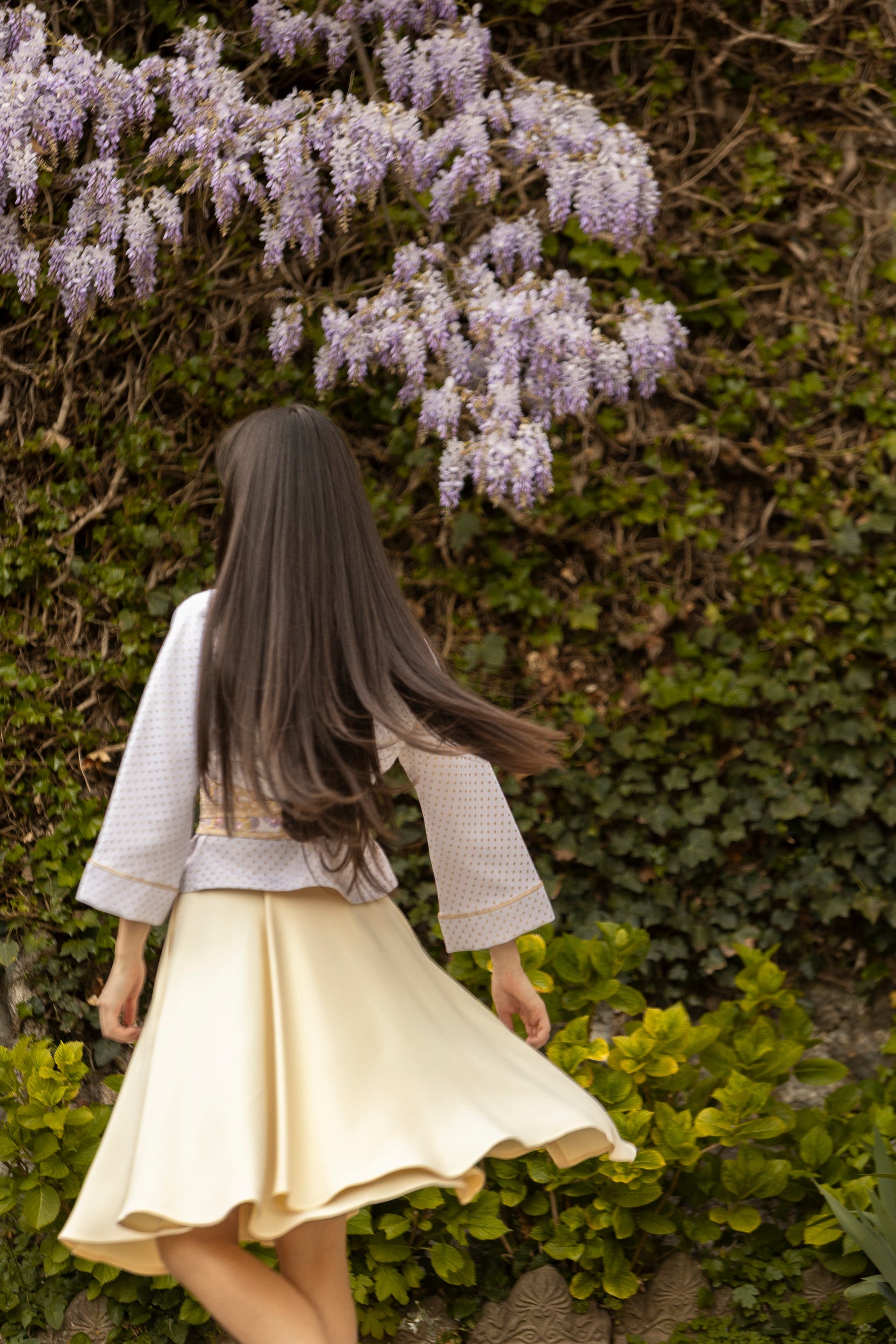 Jupe BANIRA courte écru doset kimono ENDO doré- CATHERINE VALENTIN