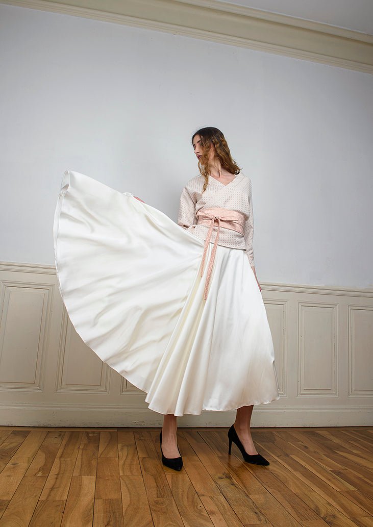 Jupe TENKO blanche doublée - CATHERINE VALENTIN