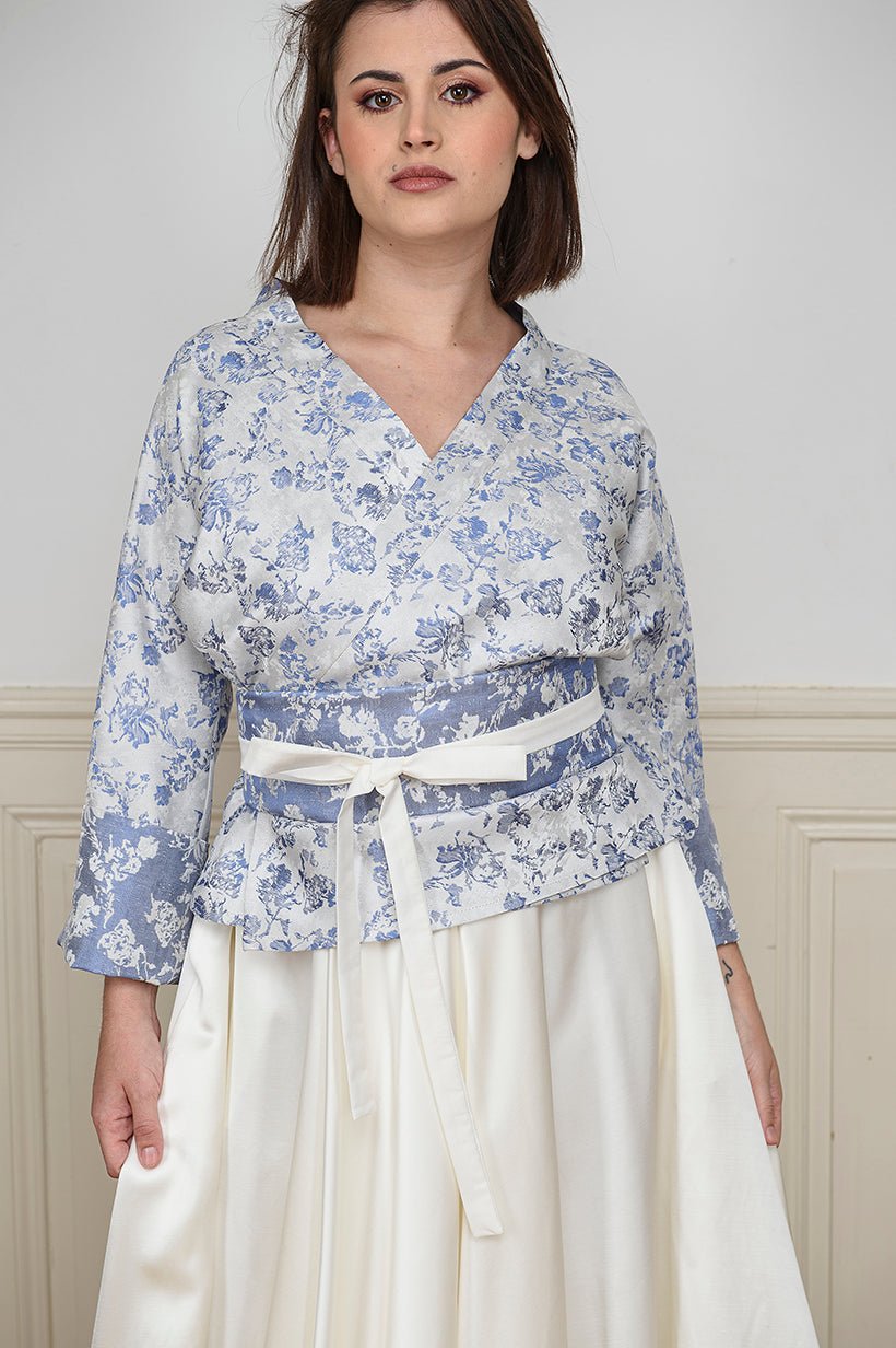 Kimono BANINA bleu mariage - CATHERINE VALENTIN