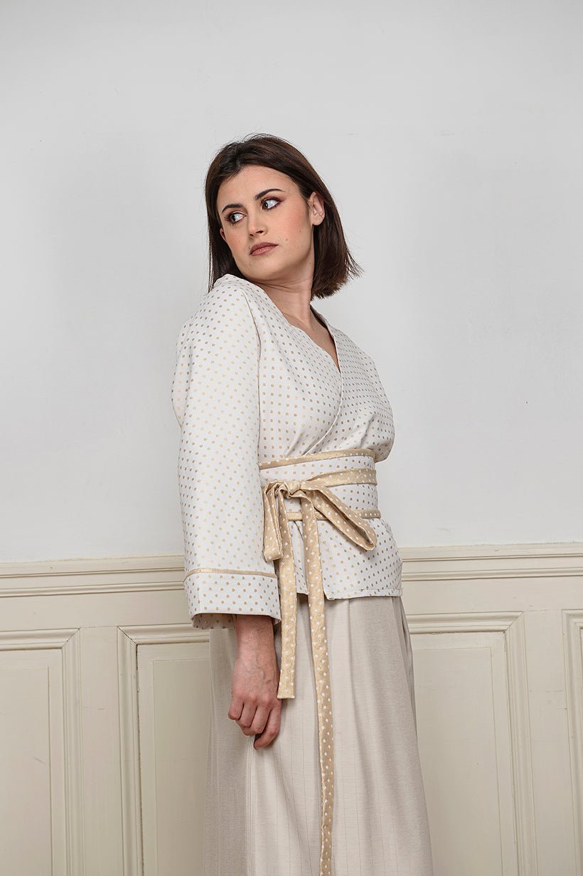 Kimono ENDO blanc/doré MARIAGE - CATHERINE VALENTIN