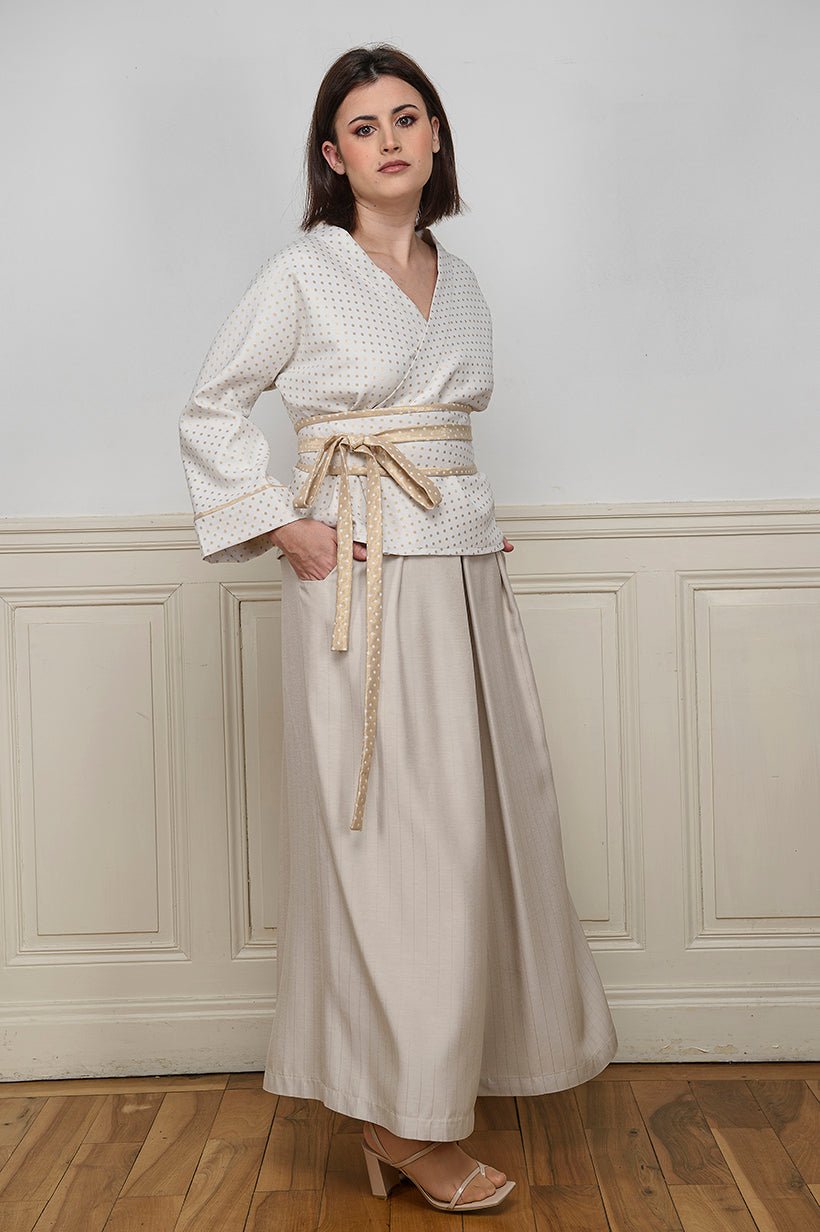 Kimono ENDO blanc/doré MARIAGE - CATHERINE VALENTIN