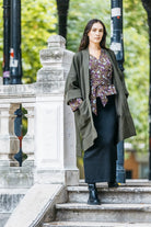 Kimono KASUMI marron/prune fleurs - CATHERINE VALENTIN