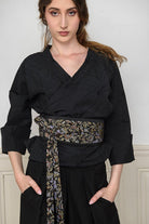 Kimono NODO noir avec plusieurs OBI - CATHERINE VALENTIN