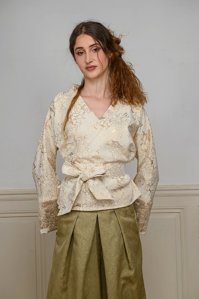 Kimono SAKURA jaune d'or - CATHERINE VALENTIN