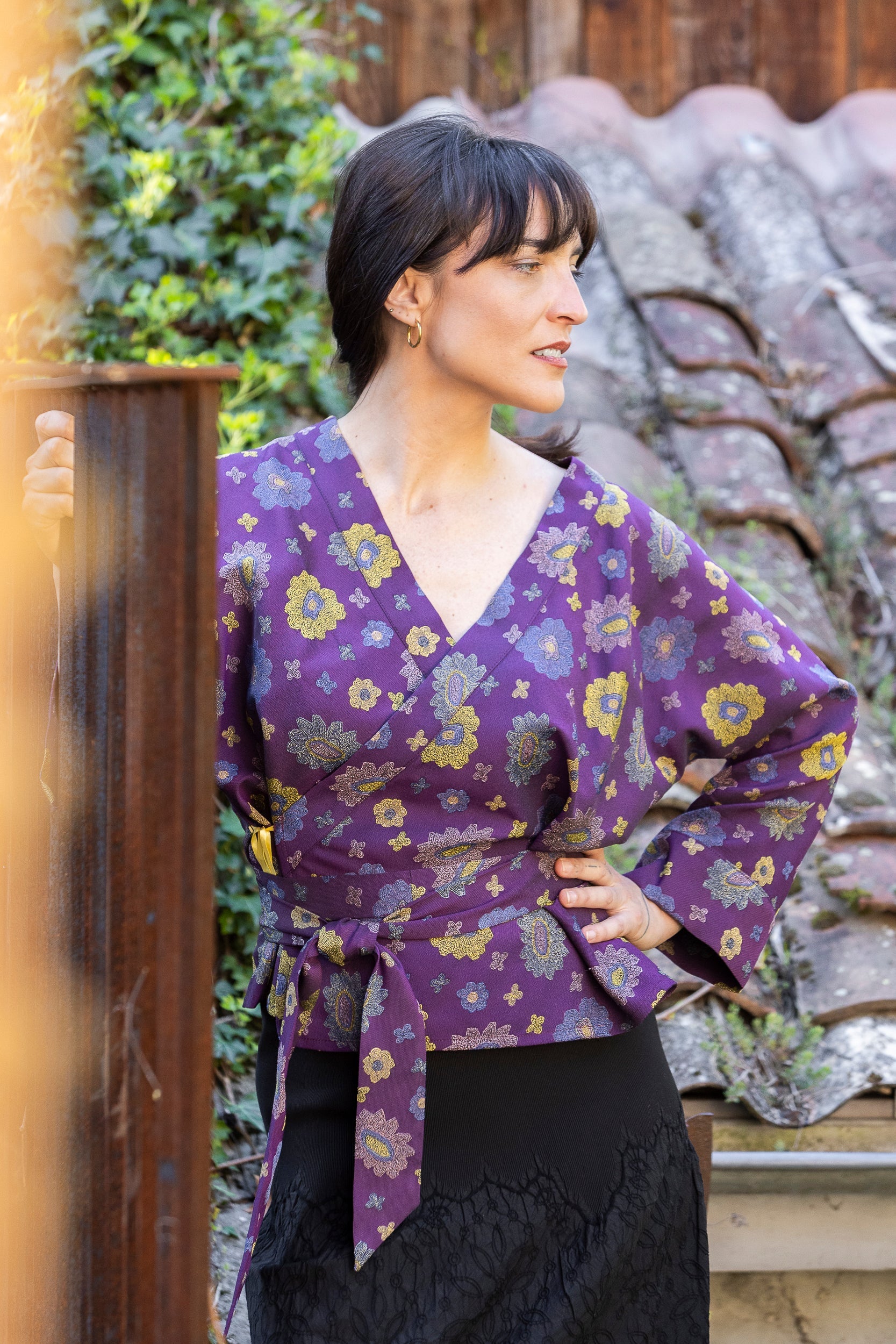 Kimono SAORI violet - CATHERINE VALENTIN