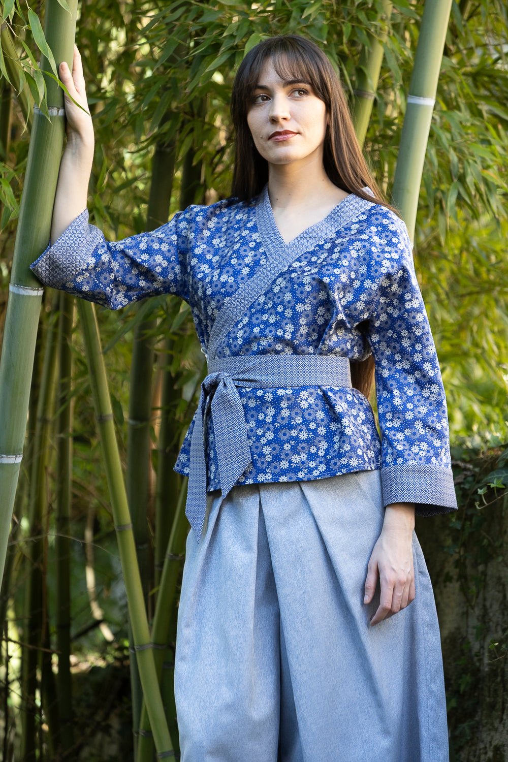 Kimono TSUBAME bleu/blanc - CATHERINE VALENTIN