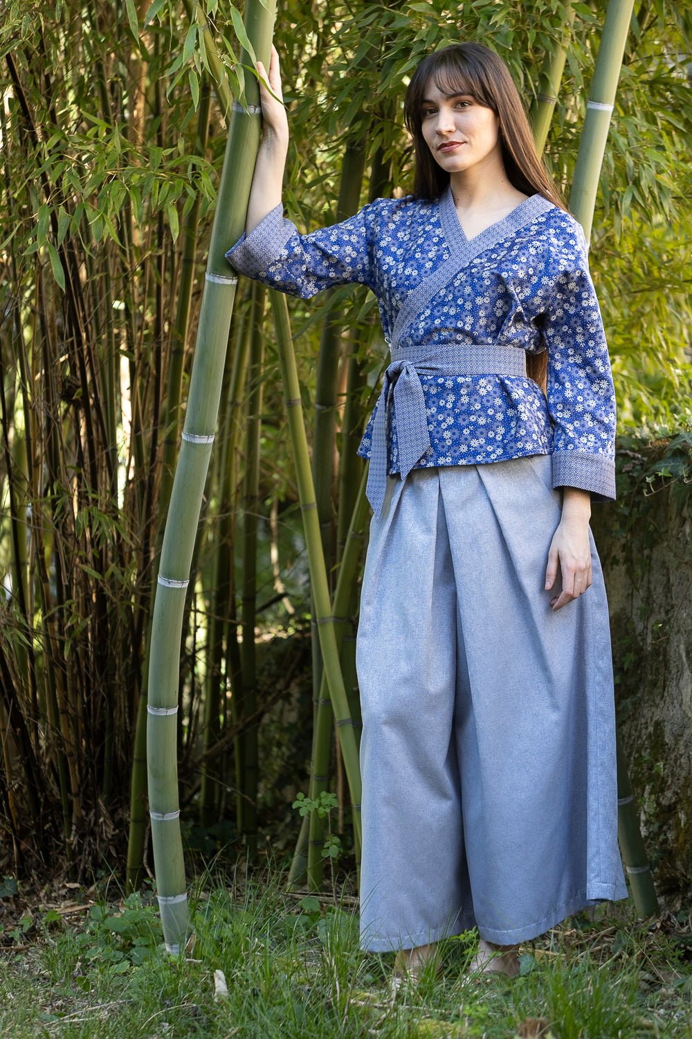 Kimono TSUBAME bleu/blanc - CATHERINE VALENTIN