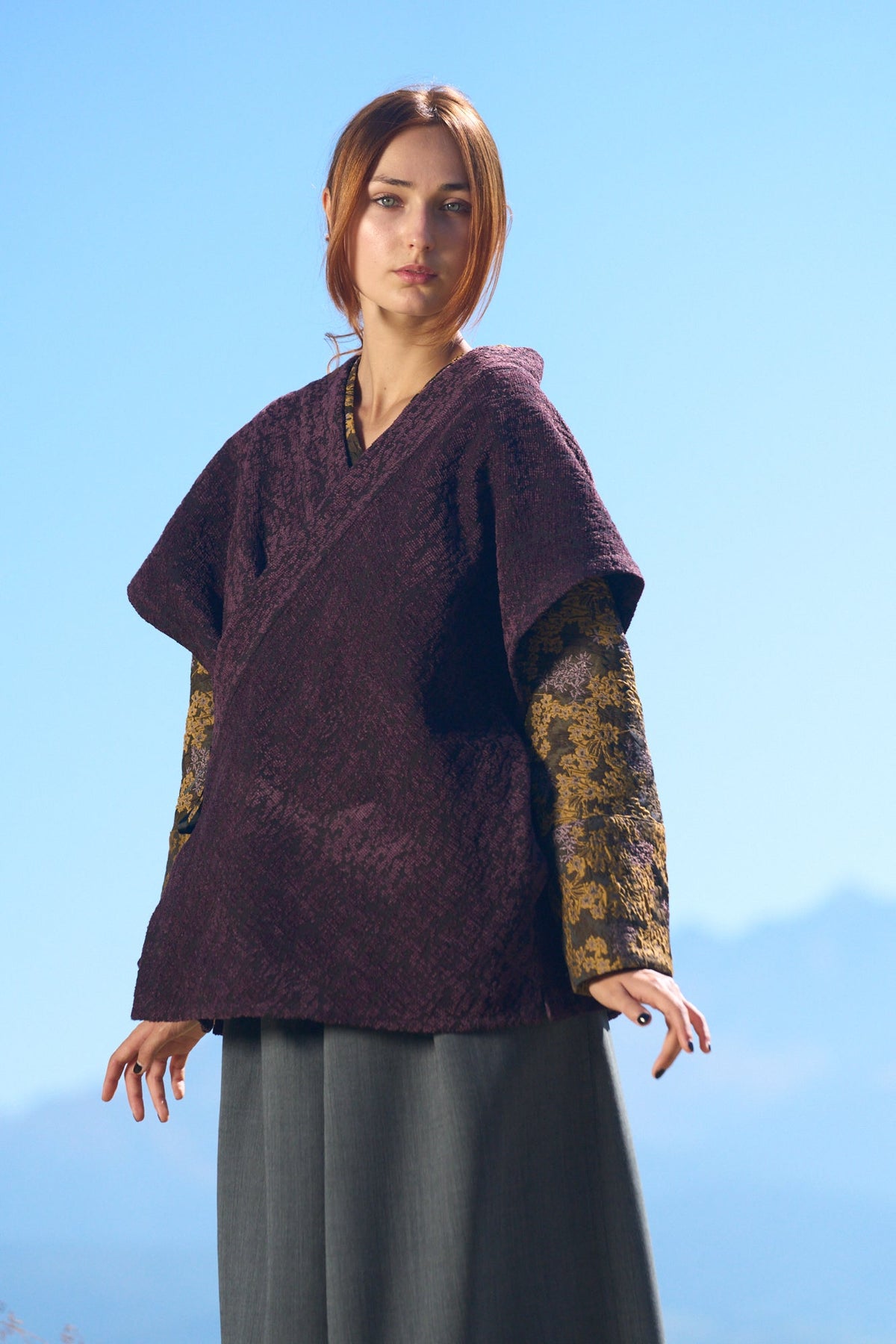 Kimono YUTTARI aubergine - CATHERINE VALENTIN