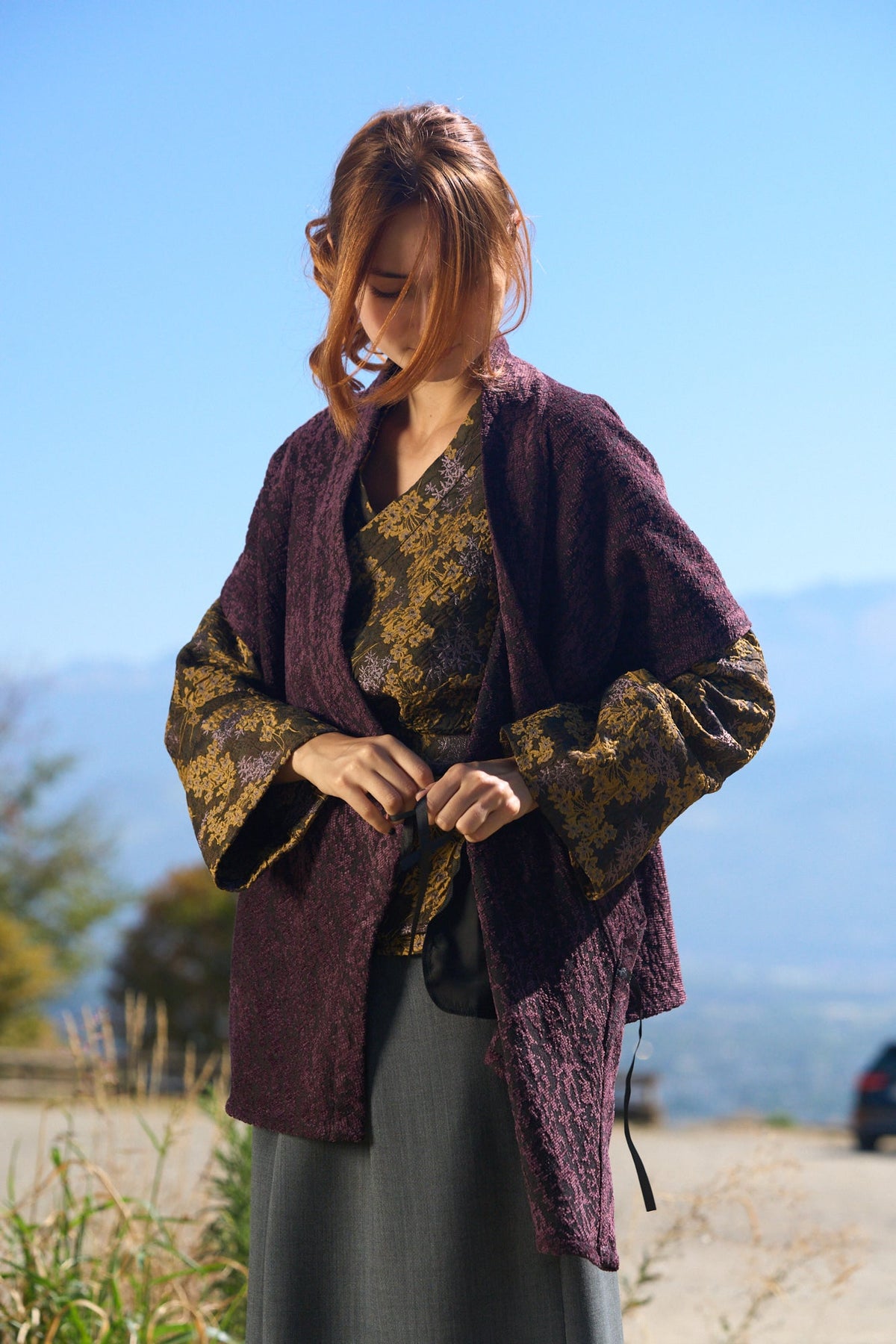 Kimono YUTTARI aubergine - CATHERINE VALENTIN