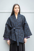 Manteau Kimono AKI noir/bleu marine - CATHERINE VALENTIN