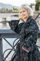 Manteau Kimono AKI noir/gris - CATHERINE VALENTIN