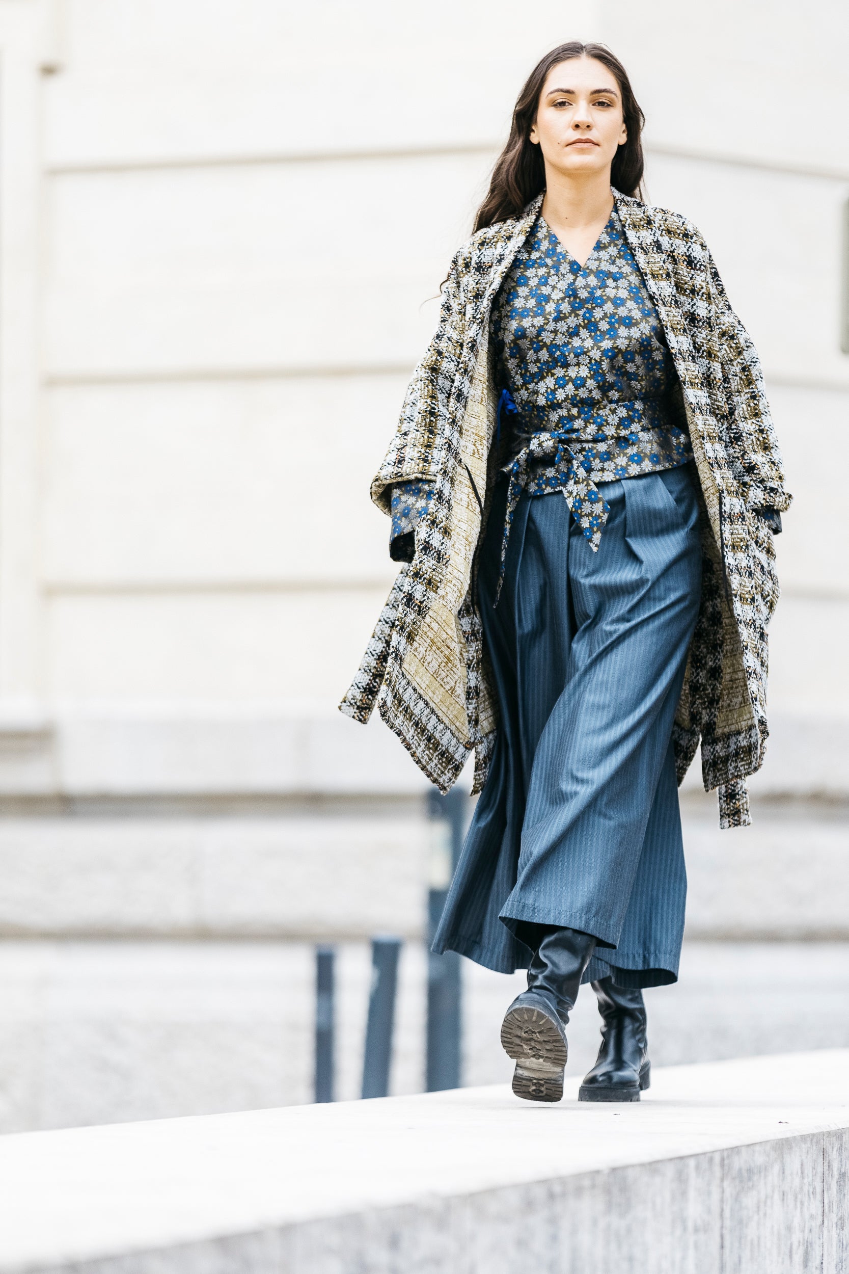 Manteau Kimono KAZE à carreaux oversized - CATHERINE VALENTIN