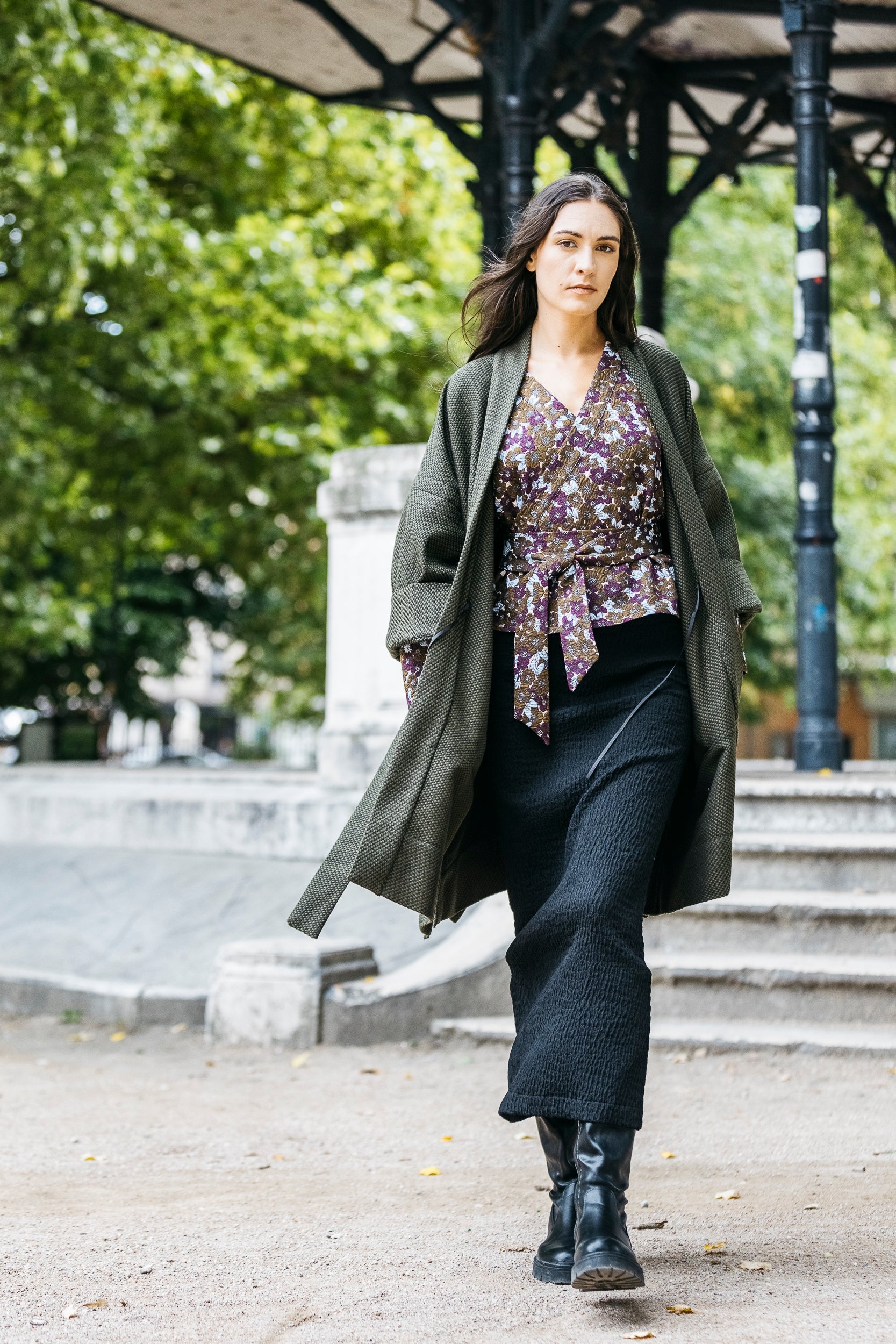 Manteau Kimono MORI vert kaki - CATHERINE VALENTIN