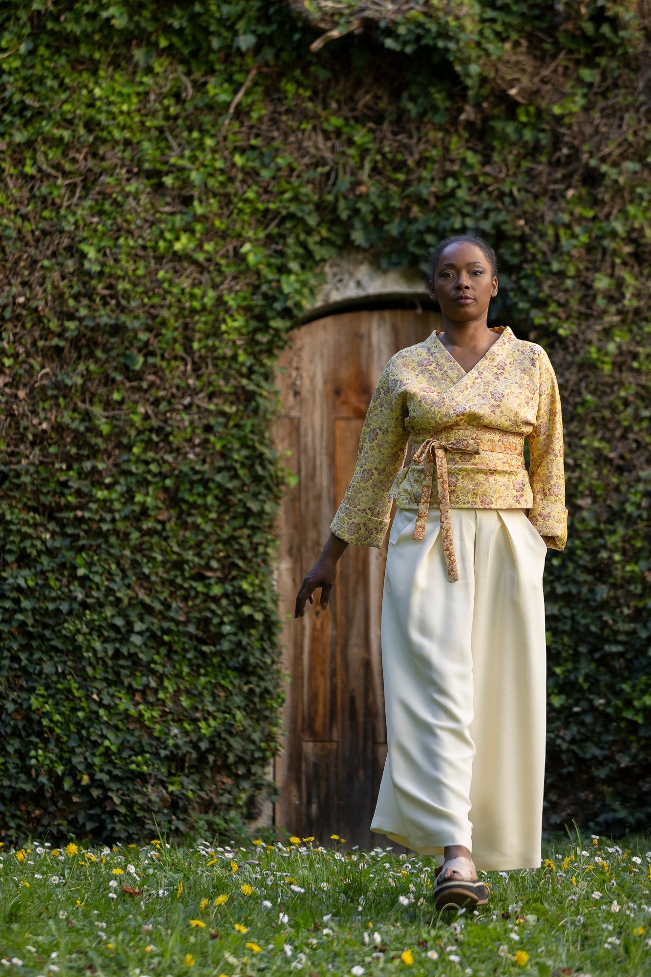Pantalon hakama BANIRA vanille et kimono SHIMOKU - CATHERINE VALENTIN