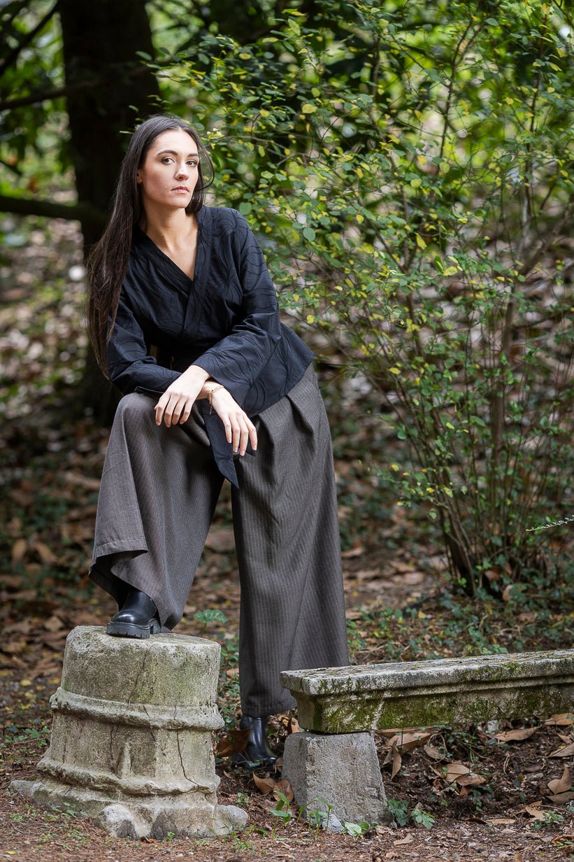 Pantalon hakama KURI marron glacé - CATHERINE VALENTIN