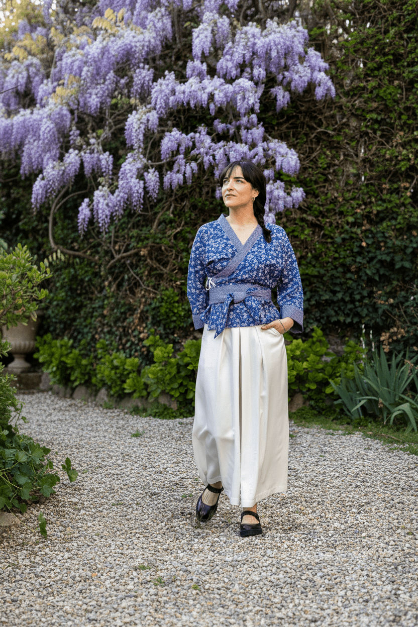 Pantalon hakama large KURO blanc cassé - CATHERINE VALENTIN