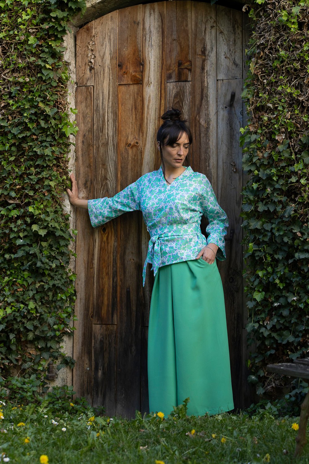 Pantalon hakama large MATCHA vert - CATHERINE VALENTIN