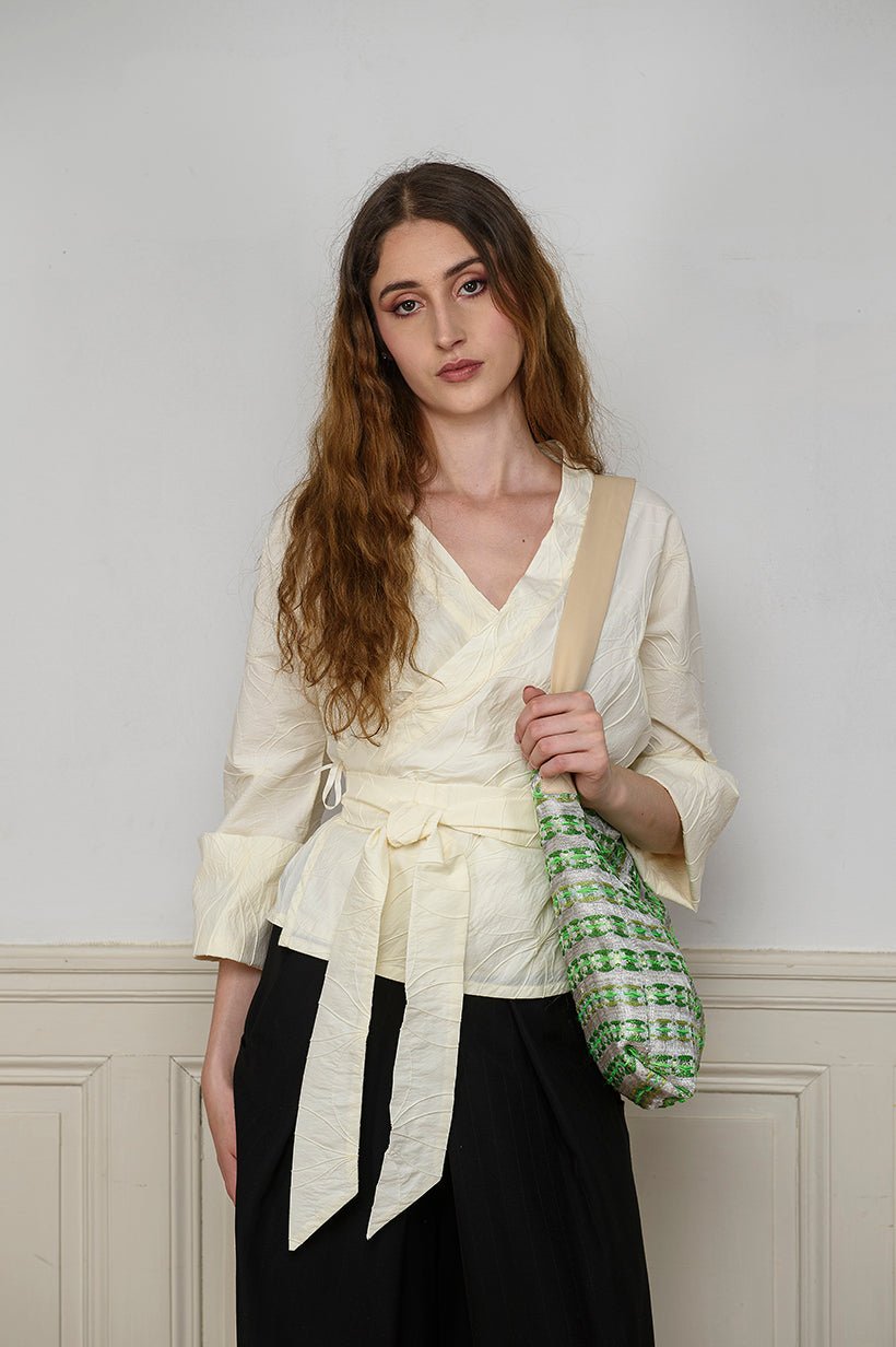 Sac KAIMONO vert/argent - CATHERINE VALENTIN