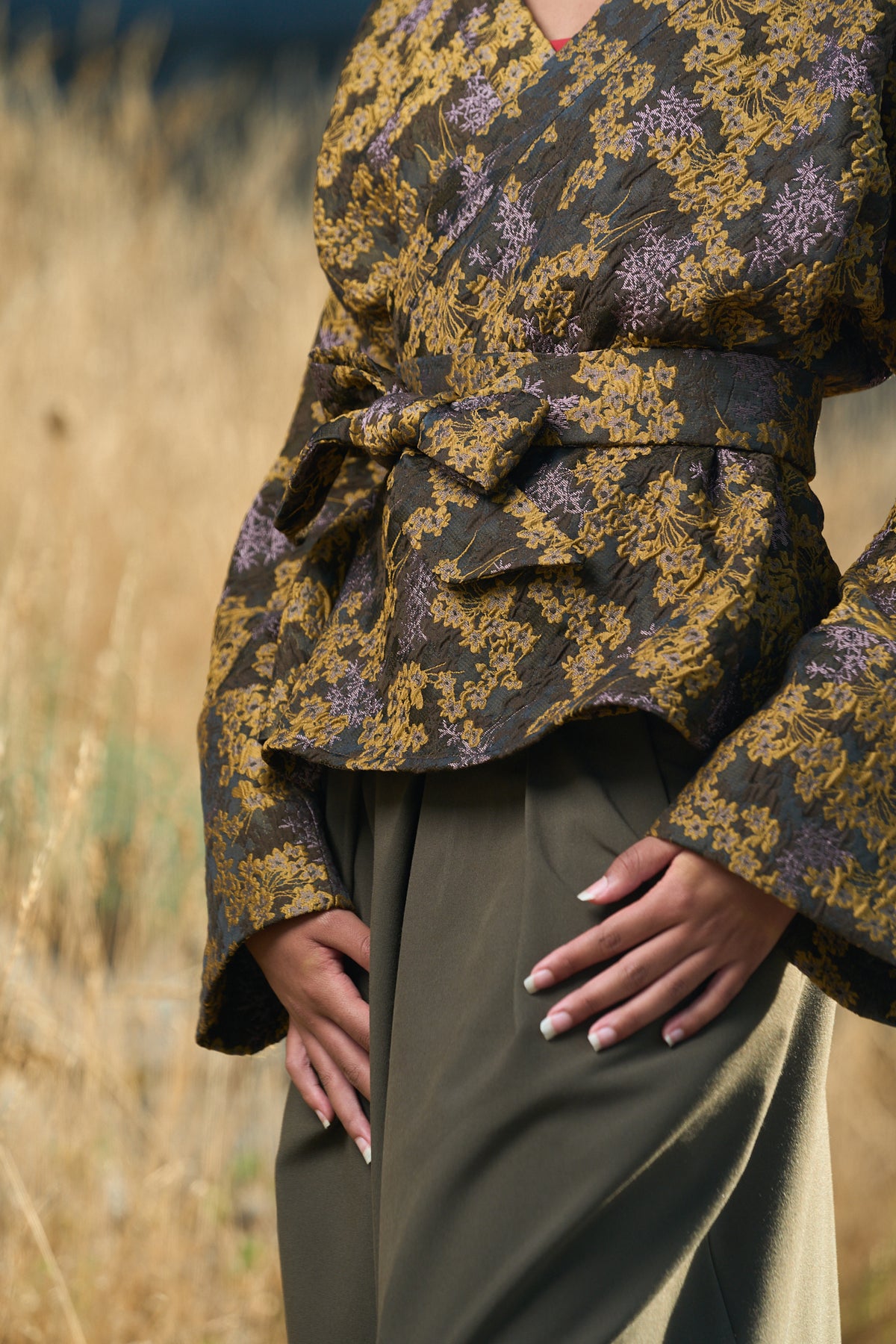 pantalon hakama KATSU kaki , détail matière/ couleur CATHERINE VALENTIN