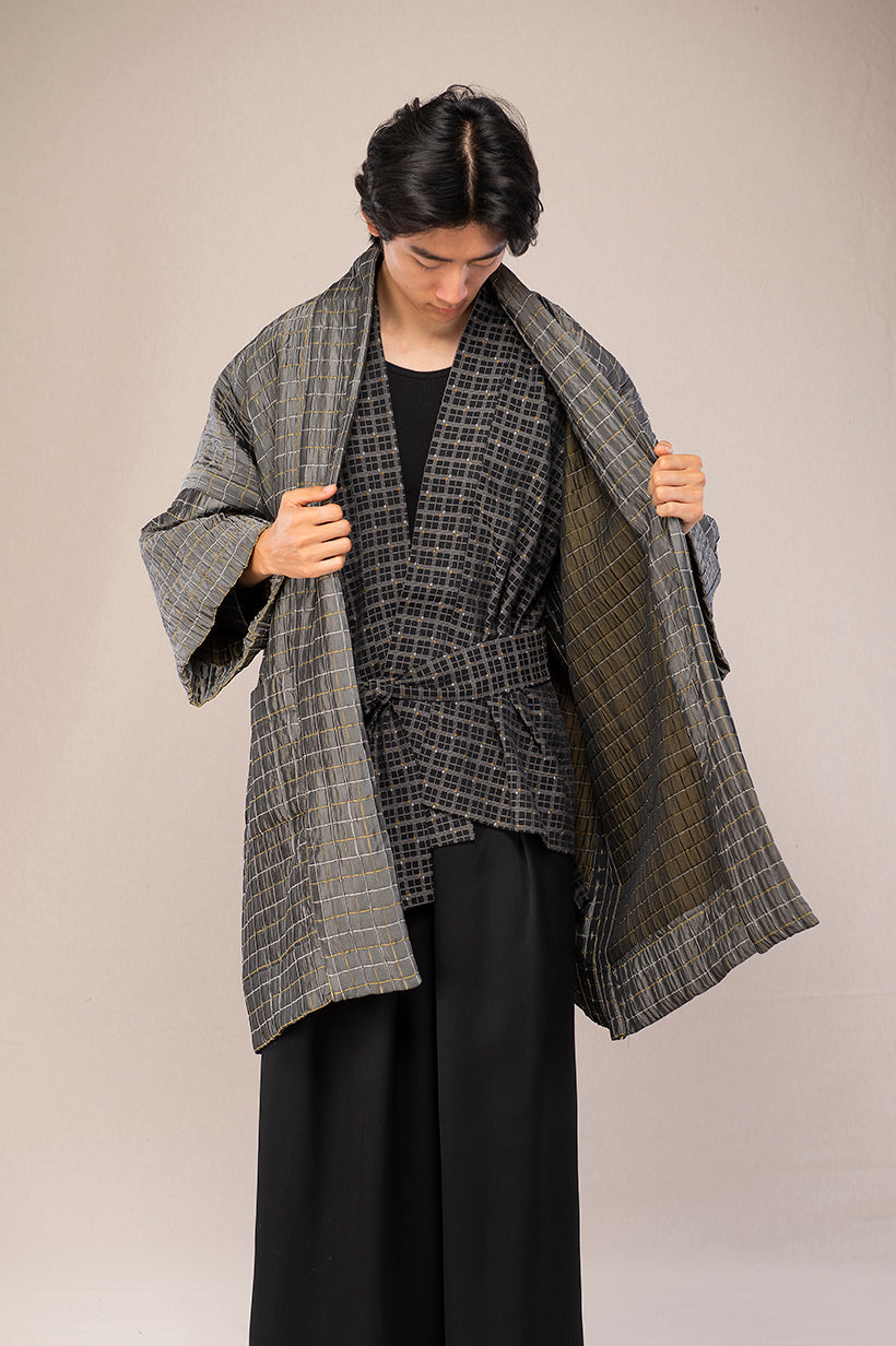 manteau kimono homme gris intérieur réversible poches catherine valentin
