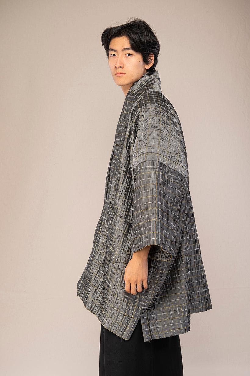 manteau kimono homme gris profil poches catherine valentin