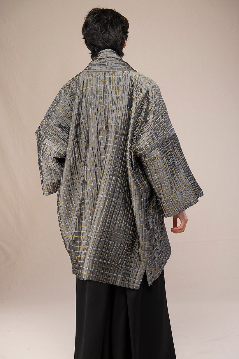 manteau kimono homme gris dos poches catherine valentin