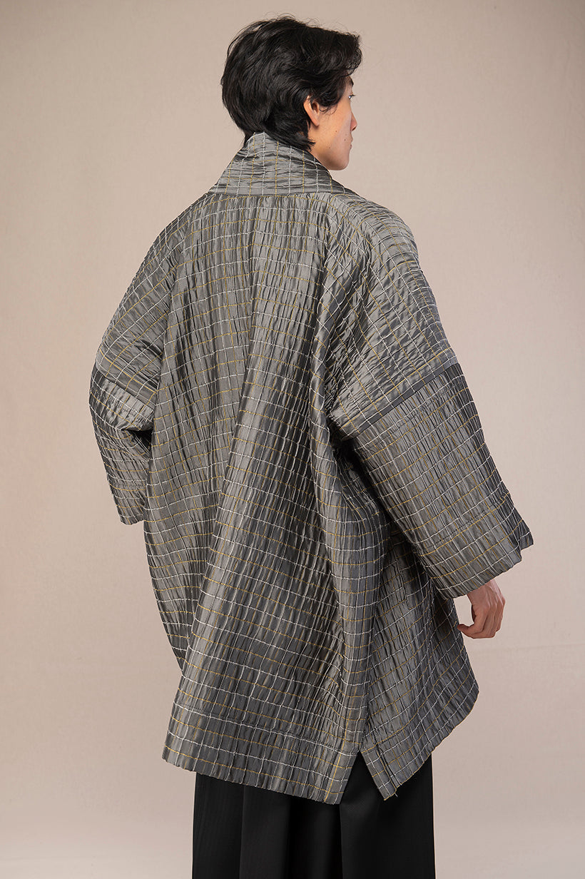 manteau kimono homme gris dos poches catherine valentin