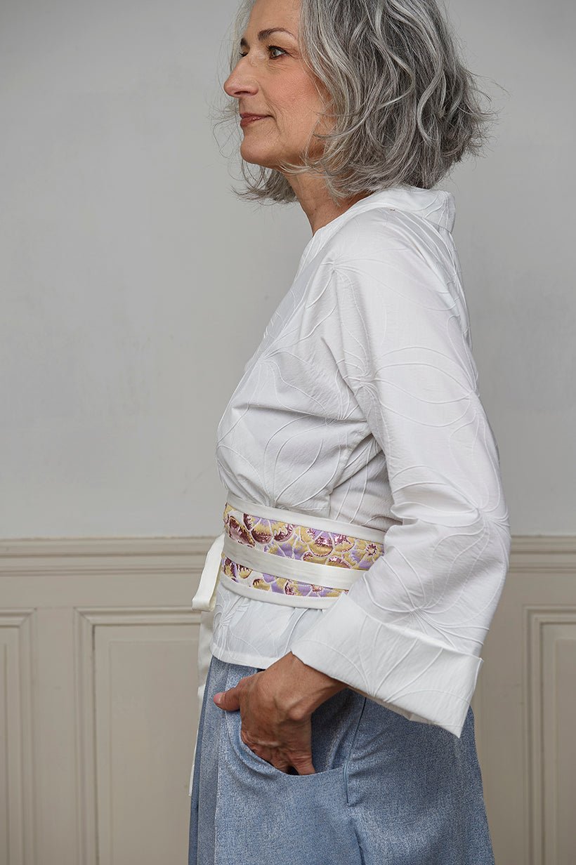 Ceinture OBI large violet/jaune - CATHERINE VALENTIN