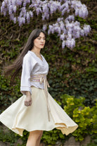 Jupe BANIRA courte écru côté et kimono ENDO doré - CATHERINE VALENTIN