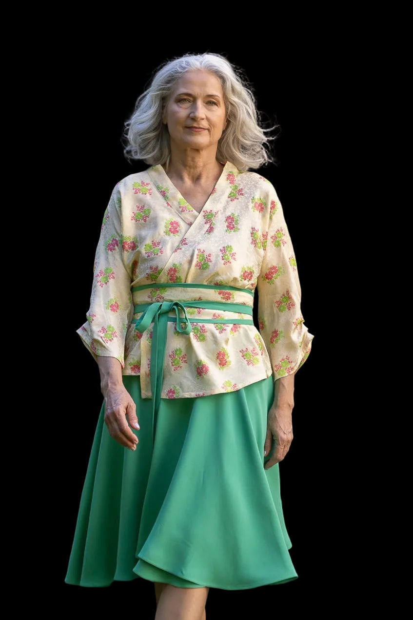 Jupe MATCHA courte vert menthe et kimono SUKI- CATHERINE VALENTIN
