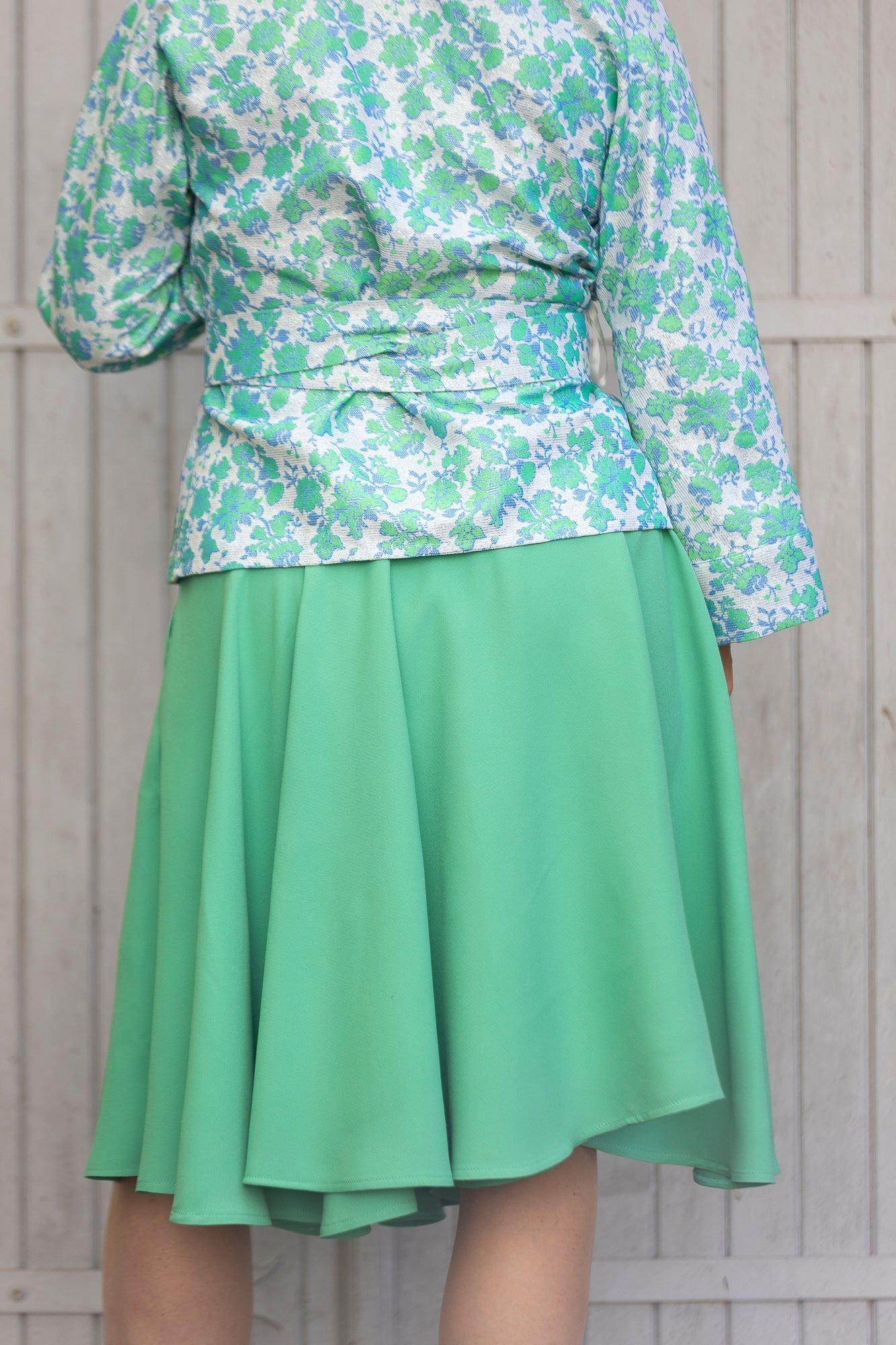 Jupe MATCHA courte vert menthe dos et kimono KIMIDORI - CATHERINE VALENTIN