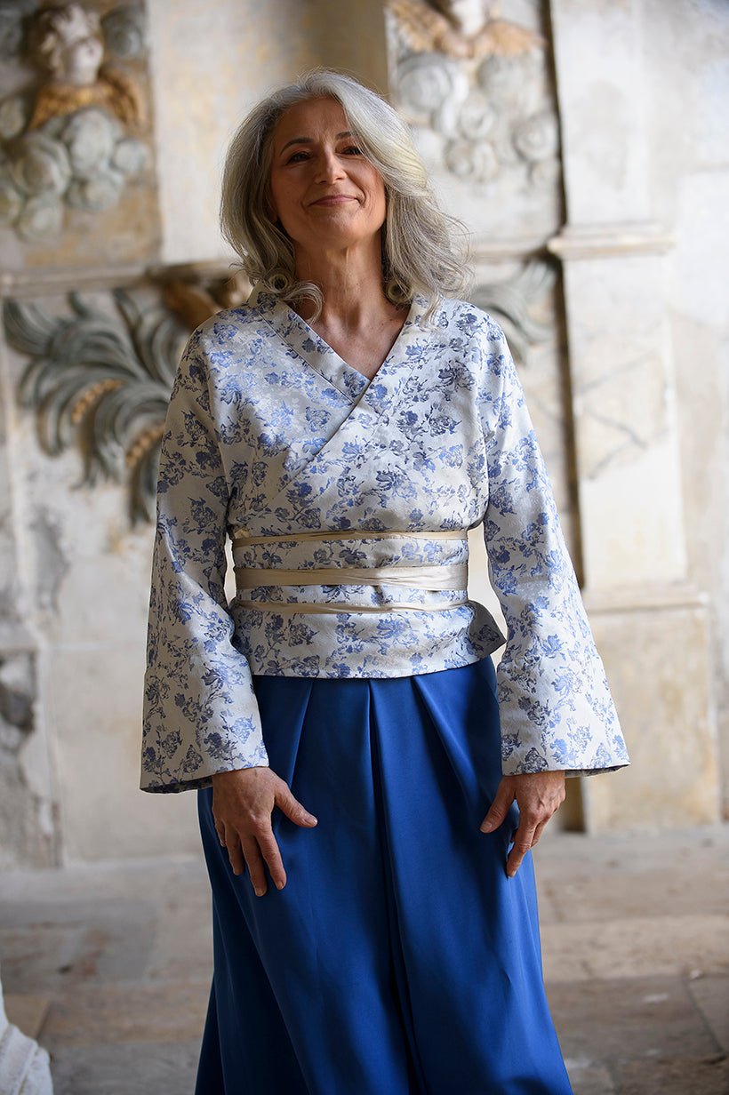 Kimono BANINA bleu mariage - CATHERINE VALENTIN