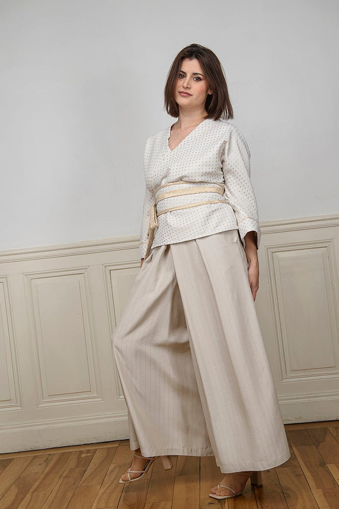 Kimono ENDO blanc/doré MARIAGE - CATHERINE VALENTIN