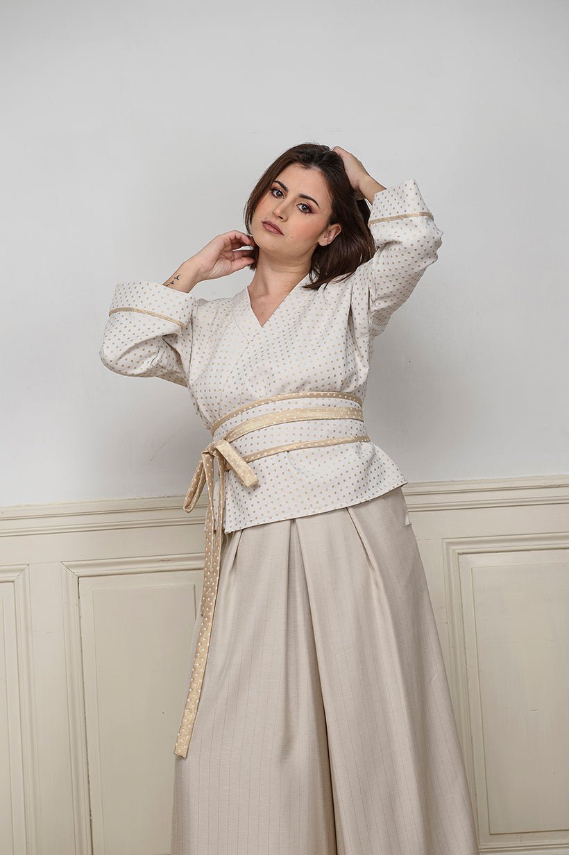 Kimono ENDO doré/blanc MARIAGE - CATHERINE VALENTIN