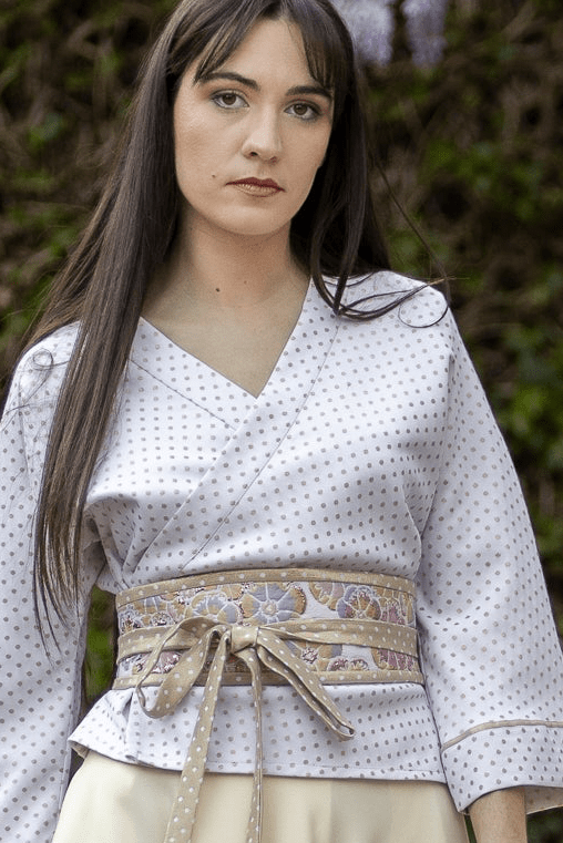 Kimono ENDO pois blanc/doré lamé - CATHERINE VALENTIN