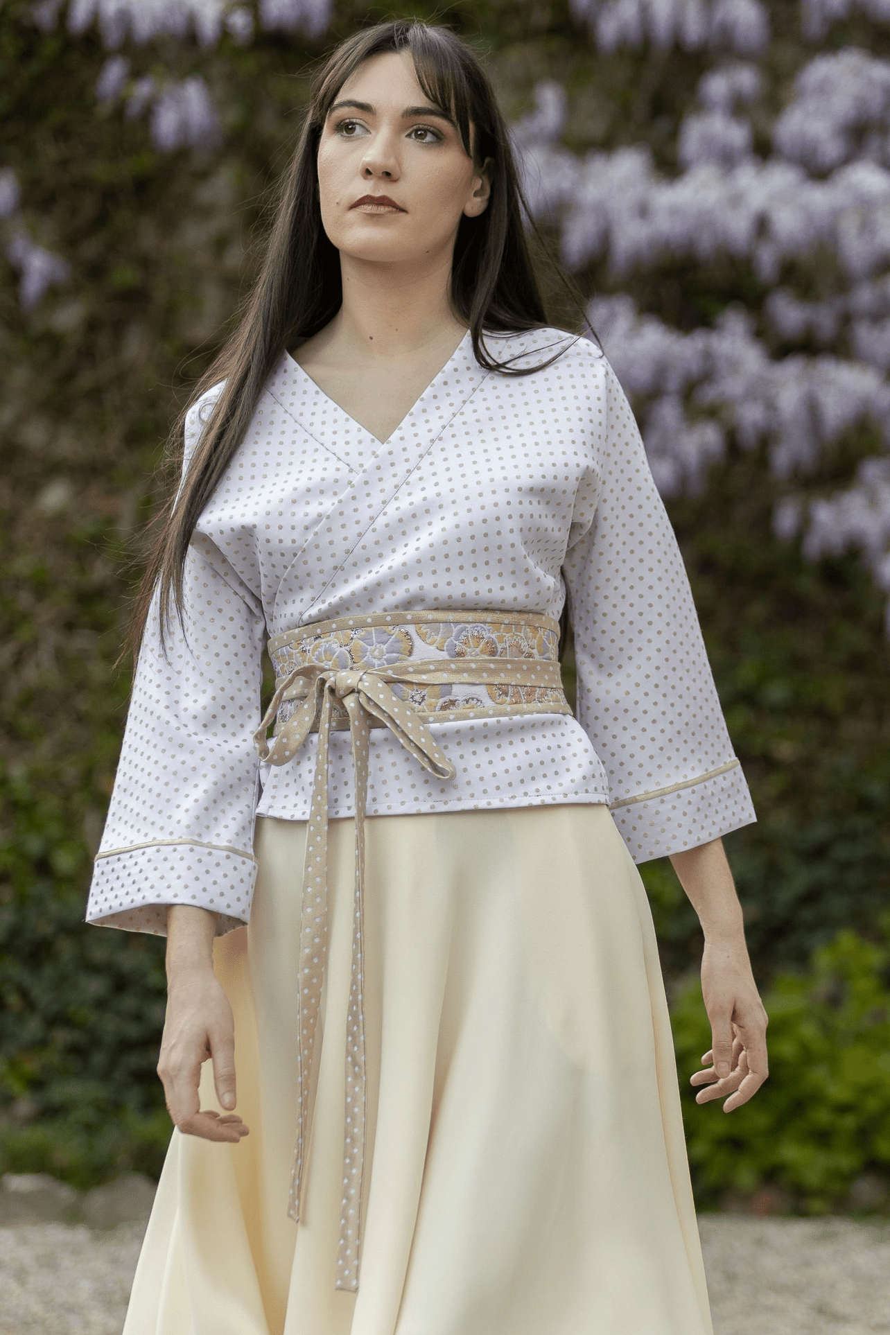 Kimono ENDO pois blanc/doré lamé - CATHERINE VALENTIN