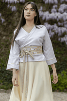 Kimono ENDO pois blanc/doré lamé - CATHERINE VALENTIN