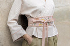 Kimono ENDO pois rose/blanc OBI fleur passepoil pois blanc/rose MARIAGE - CATHERINE VALENTIN