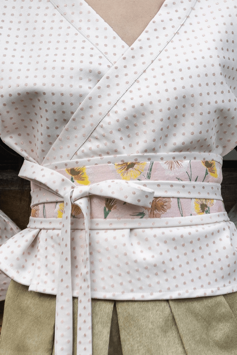 Kimono ENDO réversible pois rose/blanc - CATHERINE VALENTIN