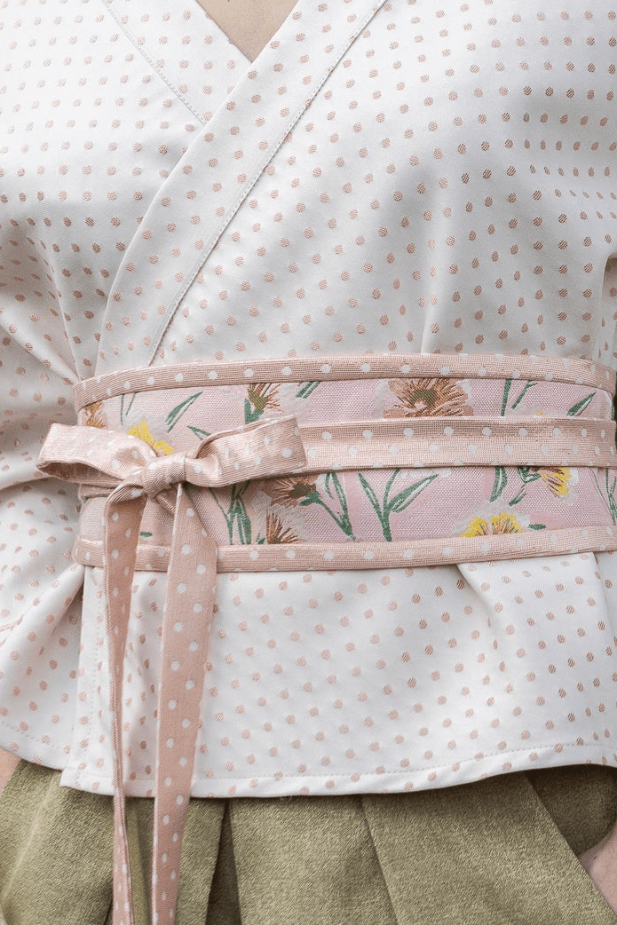 Kimono ENDO réversible pois rose/blanc - CATHERINE VALENTIN