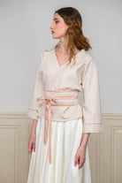 Kimono ENDO rose poudré lamé/blanc - CATHERINE VALENTIN