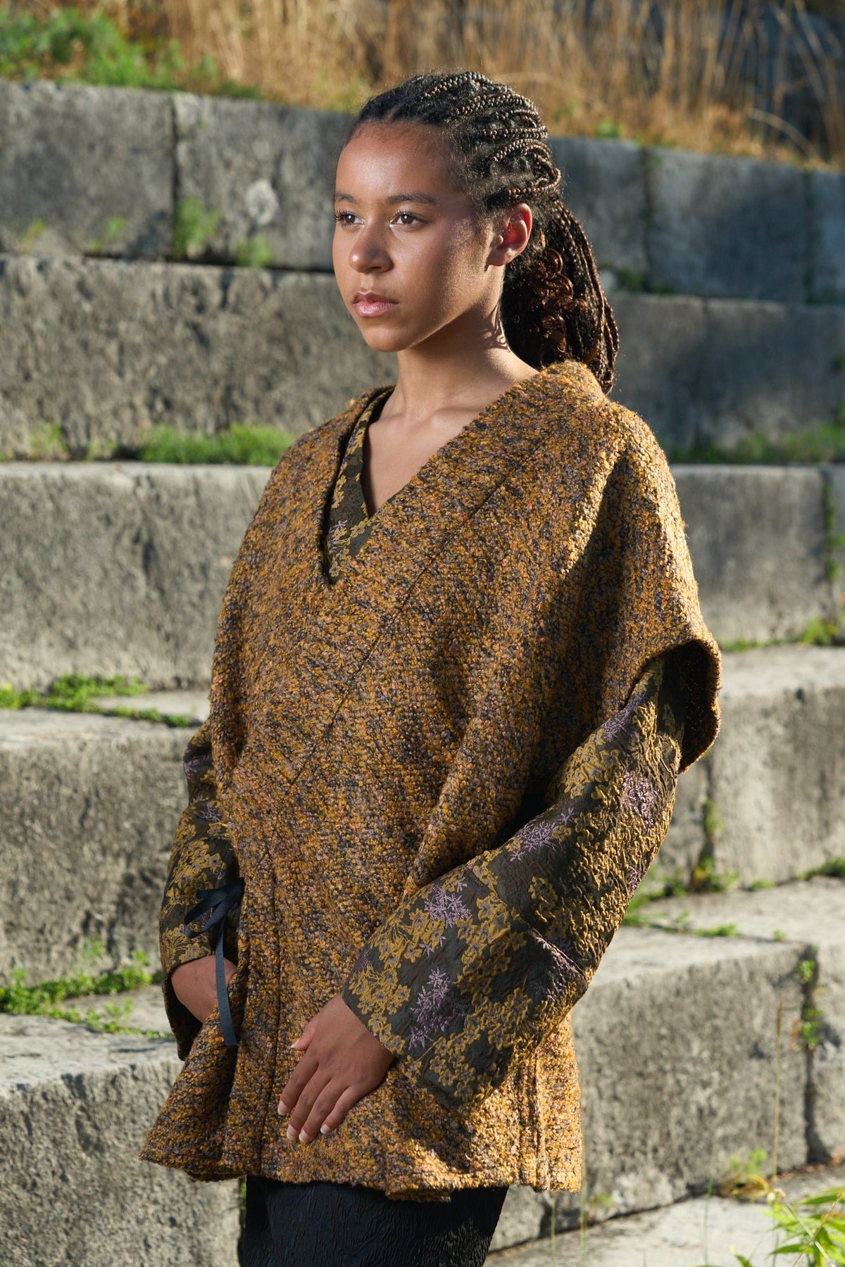 Kimono HANAÏ réversible marron-ocre - CATHERINE VALENTIN