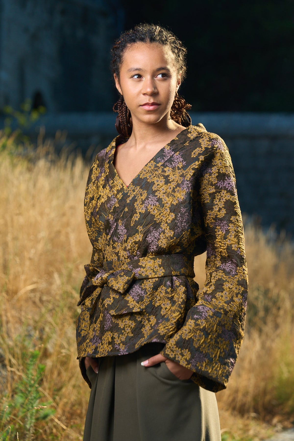 Kimono HANAÏ réversible marron-ocre - CATHERINE VALENTIN