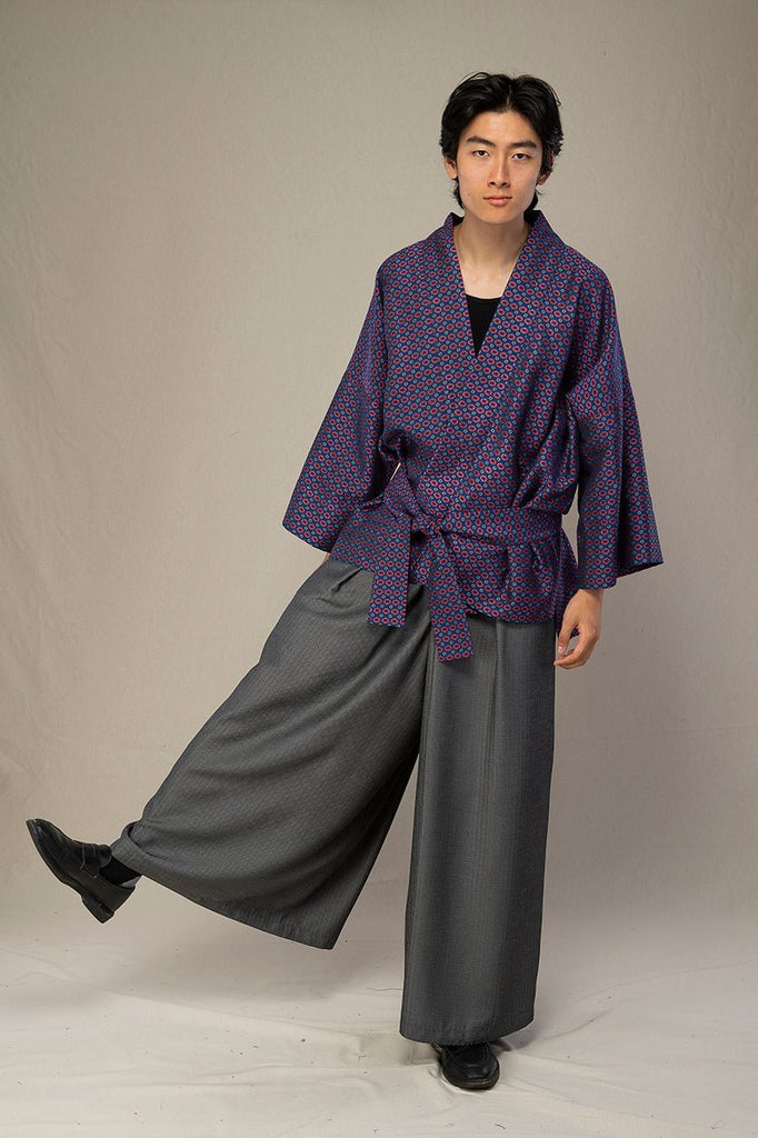 Kimono homme HAMAGURI bleu/rose - CATHERINE VALENTIN