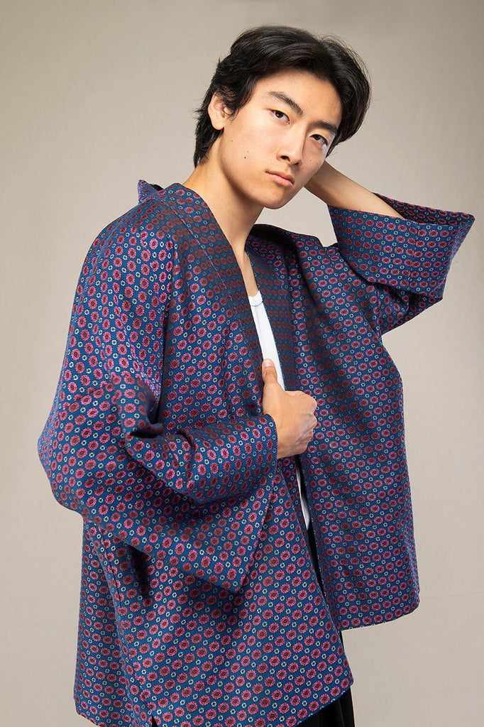 Kimono homme HAMAGURI bleu/rose - CATHERINE VALENTIN