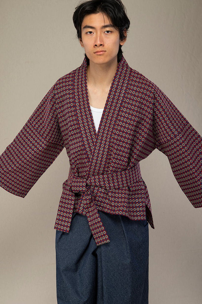 Kimono homme HAMAGURI bordeaux - CATHERINE VALENTIN