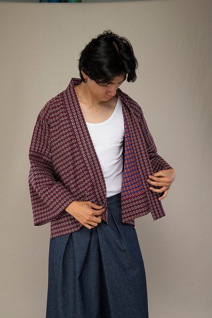 Kimono homme HAMAGURI bordeaux - CATHERINE VALENTIN